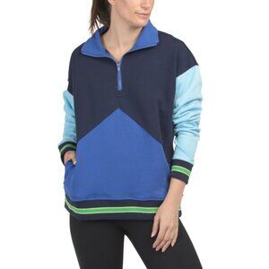 TEREZ Multi Cotton Classic Color Blocked Quarter Zip Sweatshirt